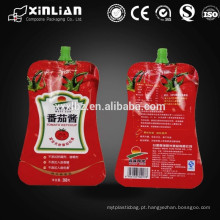 Folha de alumínio de alta qualidade stand up bolsa de tomate ketchup / molho de tomate sacos de embalagem com bico
